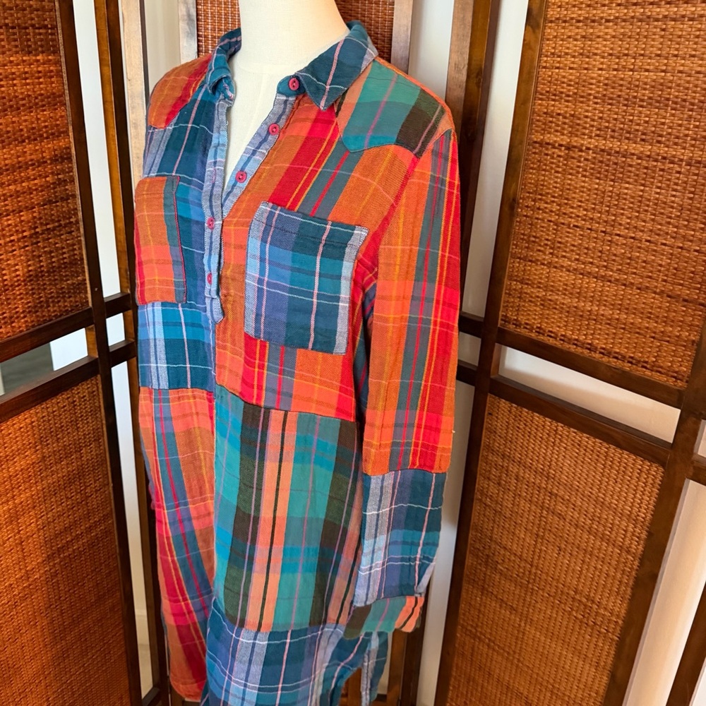 Sundance Restwell Patchwork Multicolor Plaid Shir… - image 6